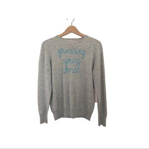 Lingua Franca Promising Young Woman 100% cashmere sweater in heather gray, sz S